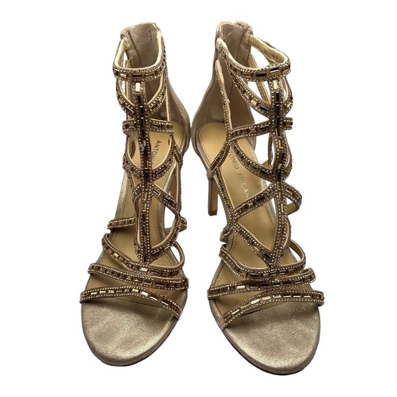 ANTONIO MELANI Shoes - Antonio Melani Golden Strappy Gladiator Ankle Heels in Size 7 Wedding Prom Party